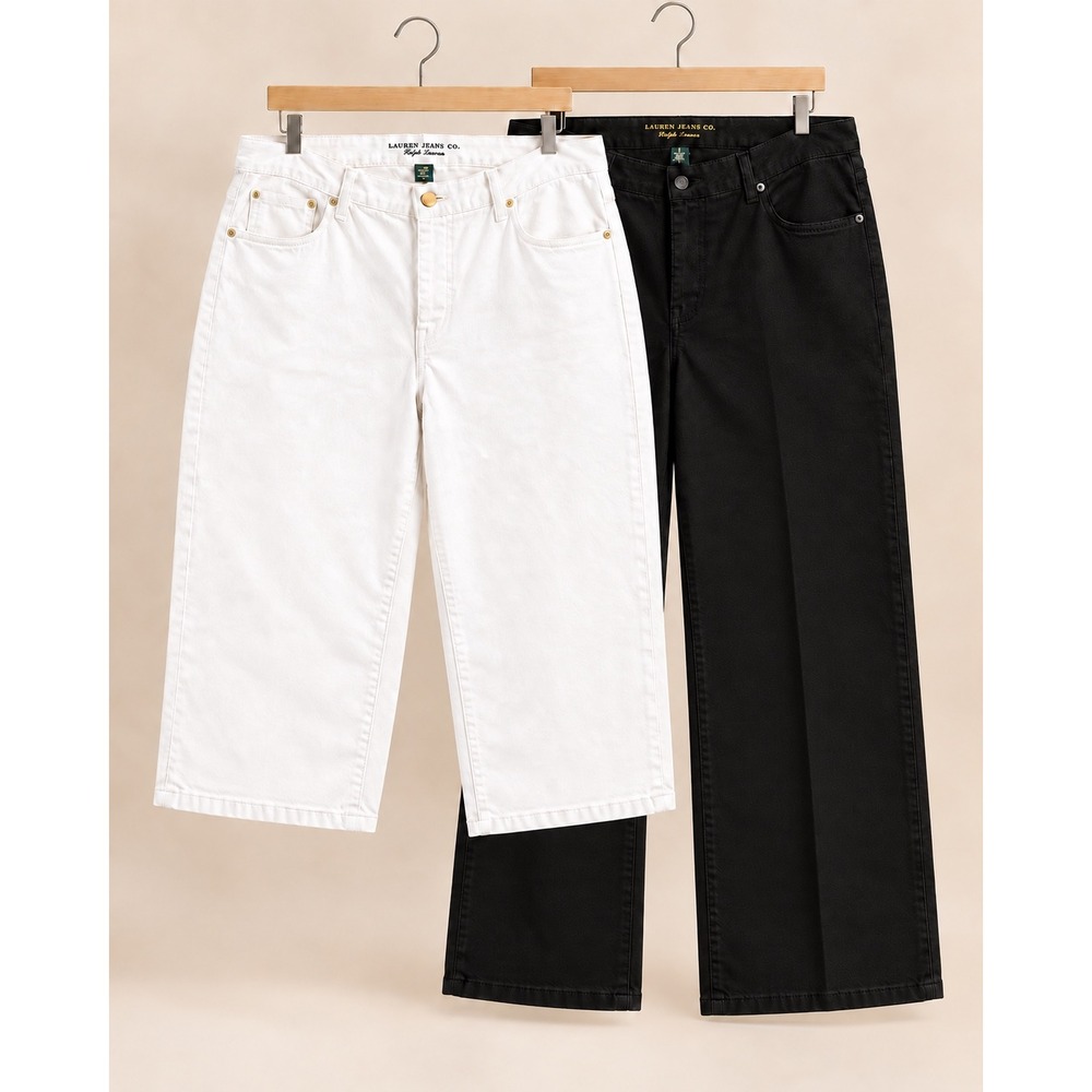 Lauren Ralph Lauren Jeans Co Plus Size 20W Black Pants & White Capri Bundle NWT